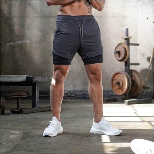 Шорты с 2IN1 GETERSE 08 FITNess Shorts Gym Gicycle CrossFit Grey L