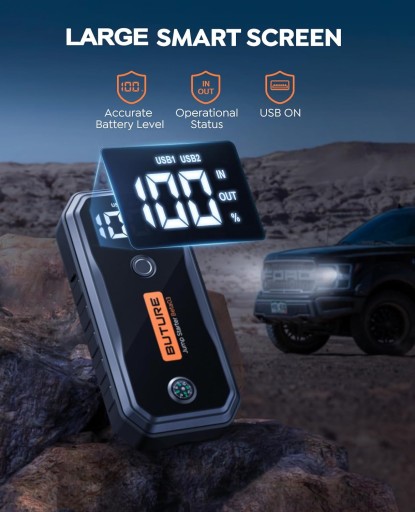 BUTURE Jump Starter 5000A 26800 мАч (все газы/10 л дизель) автомобильный аккумулятор, BETA03