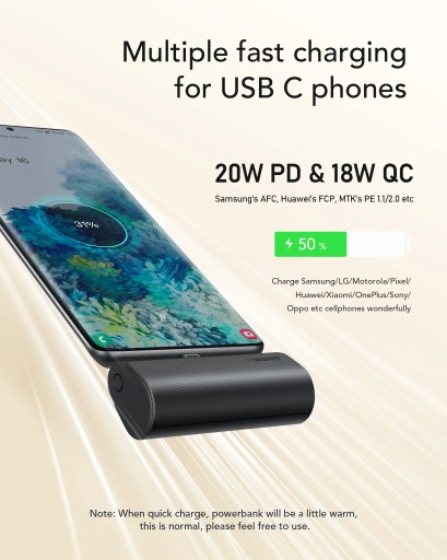 POWERBANK VEGER PlugOn 5000 мАч PD 20 Вт USB C мини небольшой легкий карман