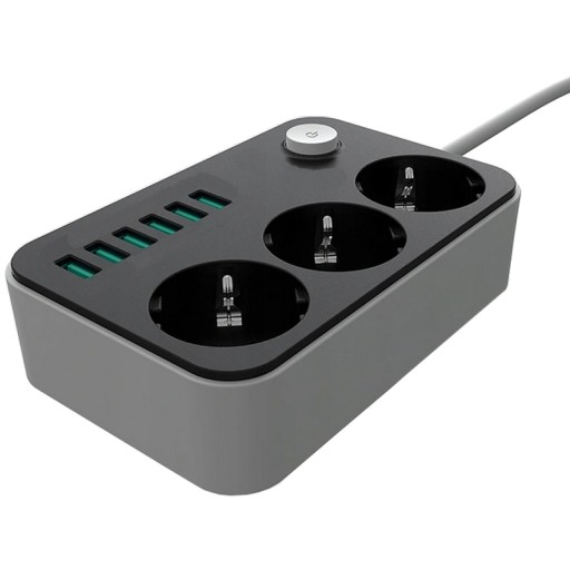 УДЛИНИТЕЛЬ ПИТАНИЯ 3 РОЗЕТКИ + 6 USB