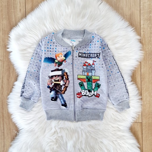 Толстовка для мальчика 104 MINECRAFT GREY BOMBER