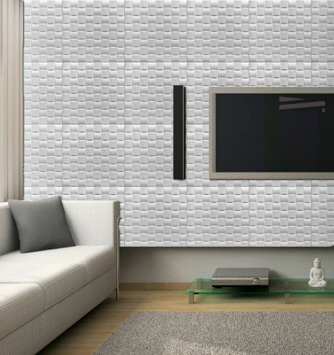 3D потолочные кессоны, стеновые панели, Ирис белый