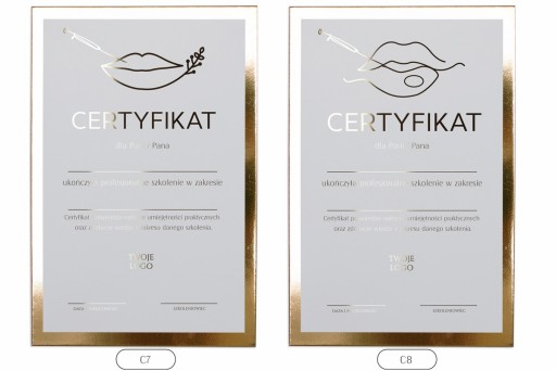 CERTYFIKAT SZKOLENIOWY ZŁOTY DYPLOM CERTYFIKATY BEAUTY A4 PAKIET 6 szt
