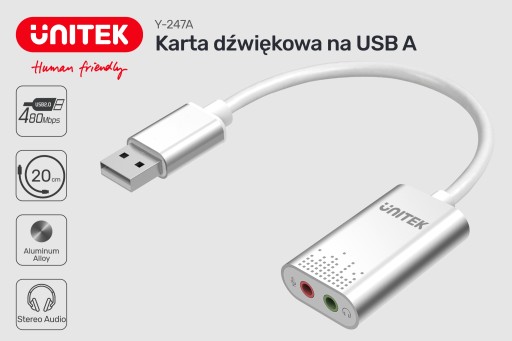 МУЗЫКАЛЬНАЯ ЗВУКОВАЯ КАРТА UNITEK Y-247A USB СТЕРЕО