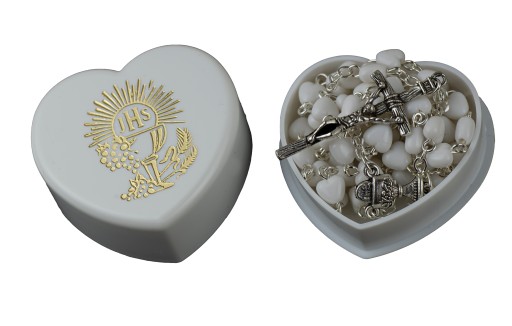 КОРОБКА ДЛЯ ПРИЧАСТИЯ ЧЕТКИ IHS WHITE HEART