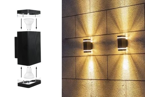 LAMPA LED ŚCIENNA KINKIET ZEWNĘTRZNY OGRODOWY CZARNY MATOWY LOFT GU10
