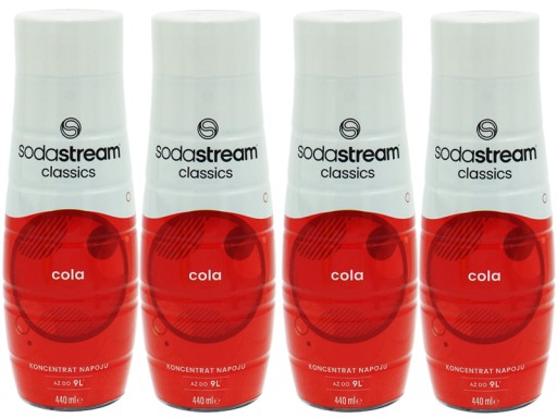 4x CLASSIC COLA КОНЦЕНТРАТНЫЙ СИРОП ДЛЯ НАСЫЩЕННОГО НАПИТКА SODASTREAM 9 Л, 440 мл
