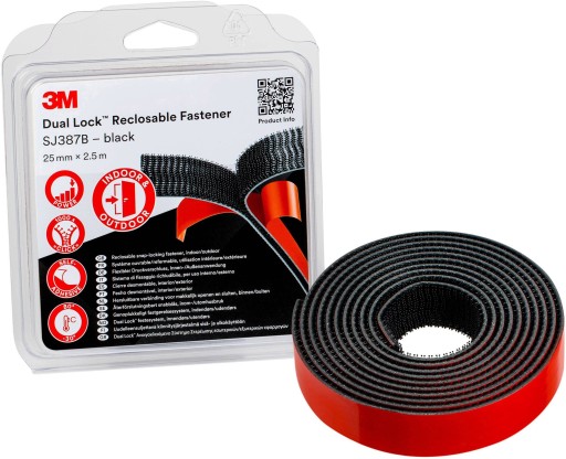 Черная индустриальная липучка 3M Dual Lock SJ3870 25ммx41м