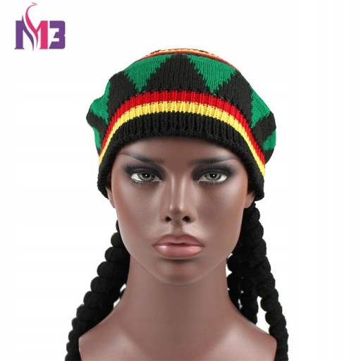 Зимняя шапка боб JAMAICA с дредами DREADS