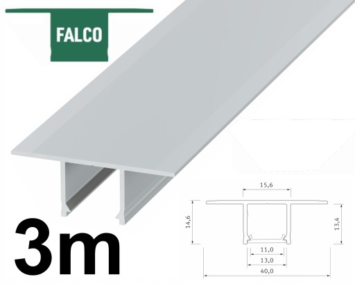 PROFIL LED GK DO PŁYT GIPS KARTON TYP FALCO SREBRNY 3M ALU WPUSZCZANY