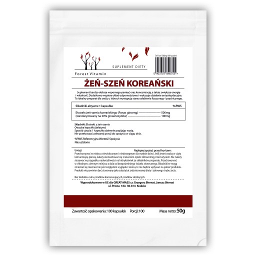 КОРЕЙСКИЙ ЖЕНЬШЕНЬ PANAX GINSENG STRONG 500 мг 100 тыс.