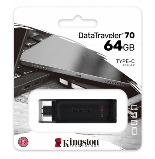 Флеш-накопитель KINGSTON 64 ГБ USB TYPE-C 3.2 / DT70