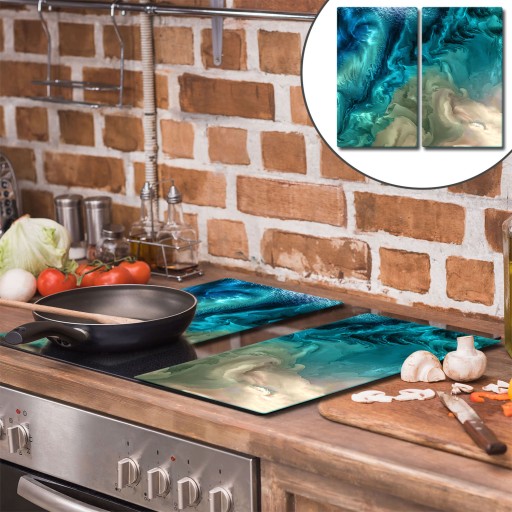 2x SZKLANA PŁYTA OCHRONNA NA KUCHENKĘ 30x52 MARMUR 7w1