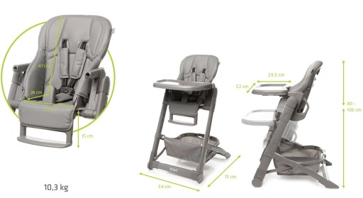 4BABY стульчик для кормления 106 x 54 x 75 см ICON Grey