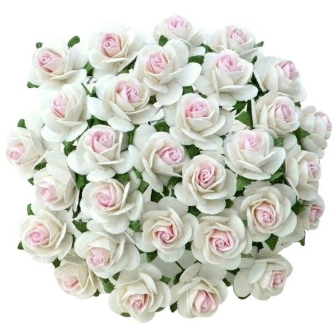 Бумага FLOWERS ROSES белая с розовым центром 10мм - 50 шт.