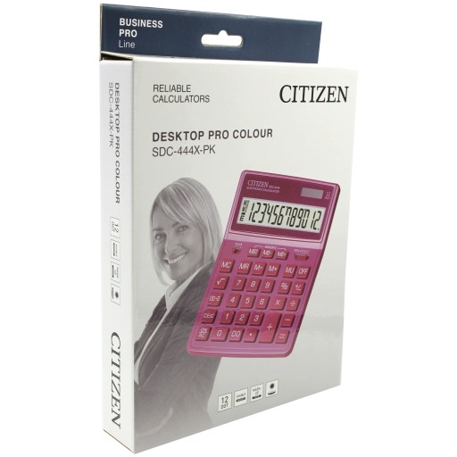 Калькулятор офисный большой CITIZEN SDC-444, розовый