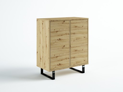 LOFT 80 2D Комод, ДУБ ГАЛИФАКС/ЧЕРНЫЙ МАТОВЫЙ EGGER