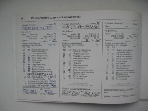 OPEL książka serwisowa 07.2013 rok PL OPEL przeglądy serwis PL