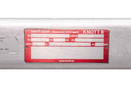 Ось KNOTT с тормозом для тяжелого прицепа/каравана 1350 кг 1200 мм 1570 мм 5x112