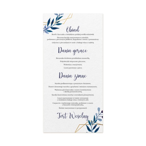 MENU weselne z Personalizacją 4 szt. WZORY