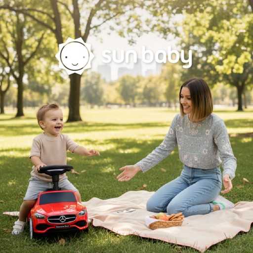 Детская каталка-толкалка Mercedes C-Class с отсеком для вещей и звуковыми эффектами SUN BABY