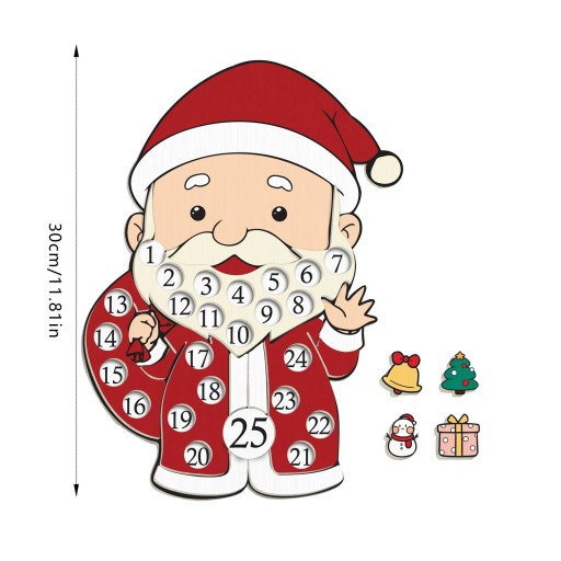 Рождественский календарь Деревянный Санта-Клаус Обратный отсчет Navidad Рождественские украшения