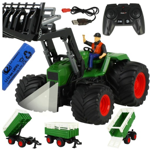 TRAKTOR ZDALNIE STEROWANY ŚWIATŁA LED ZABAWKA NA PILOTA PRZYCZEPKA FIGURKA