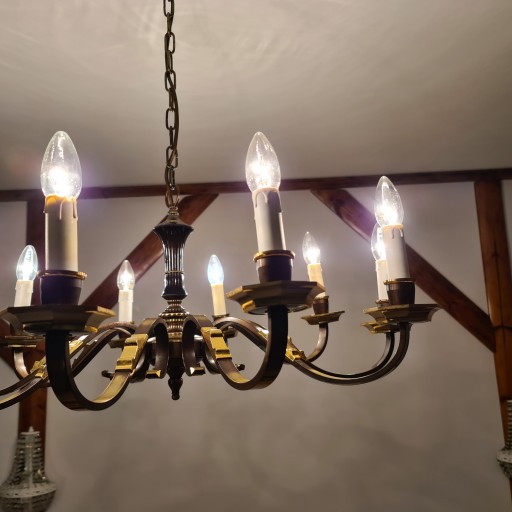 STYLOWY ŻYRANDOL MOSIĘŻNY 10-RAMIENNY,PRZEKRÓJ79CM