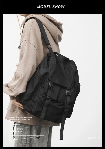 Plain black backpacks men's Harajuku backpack