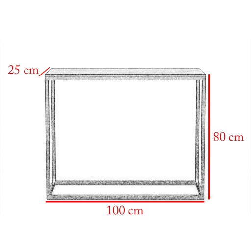 konsola metal srebrny chrom blat dąb Wotan Loft 100x25 cm toaletka