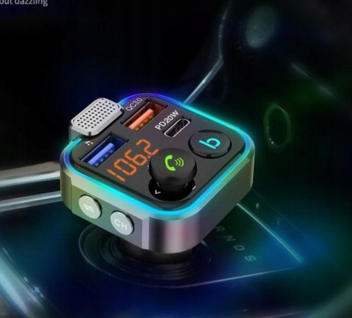 АУДИОПЕРЕДАТЧИК BLUETOOTH FM MP3 BT БЫСТРОЕ ЗАРЯДНОЕ УСТРОЙСТВО 3X USB QC 3.0 RGB