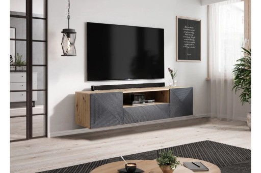 SAFKA PÓŁKA RTV WISZACA POD TELEWIZOR do salonu Asha LOFT DĄB ARTISAN 167CM