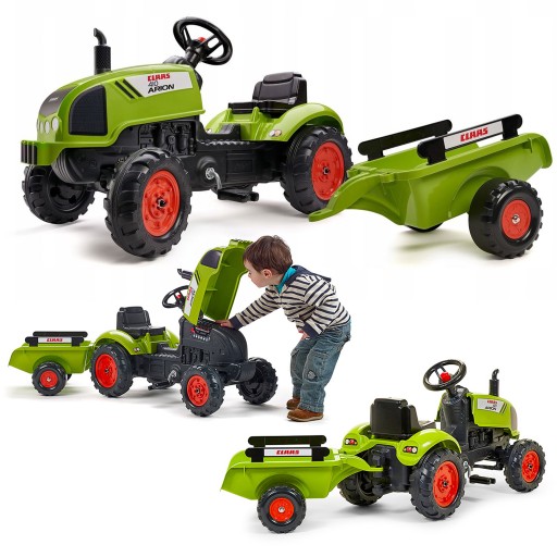 FALK Claas Green Tractor с прицепом с сигналом педалей на 2 года.