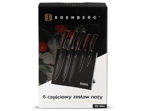 НАБОР МОЩНЫХ КУХОННЫХ НОЖЕЙ 6 шт. + МАГНИТНАЯ ПОДСТАВКА EDENBERG 964