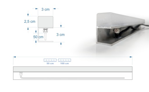 Oprawa liniowa Lampa Listwa LED najazdowa Taras Podjazd Ogród IP68 BZ 0,5m