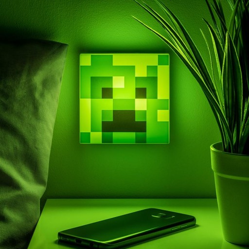 Lampka Minecraft CREEPER kwadratowa10x10cm Czujnik Zmierzchu Licencjonowana