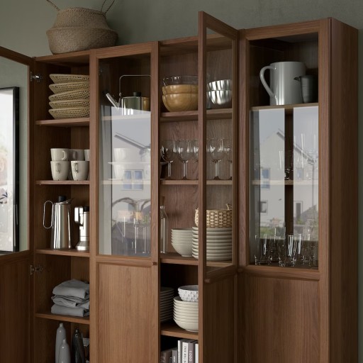 IKEA OXBERG Drzwi panelowe/szklane, brązowy orzech, 40x192 cm