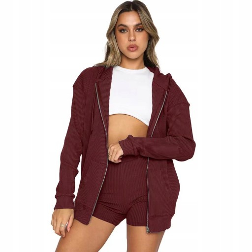 Krótki dwuczęściowy zestaw damski w stylu casual, XL (42)