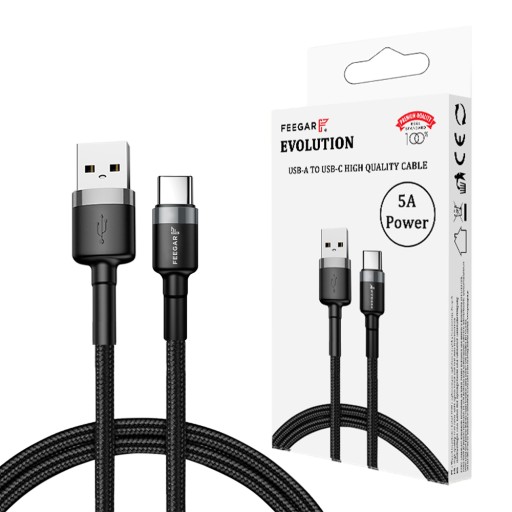 Кабель Feegar USB TYPE-C QC 3.0, 5A, нейлоновый кабель