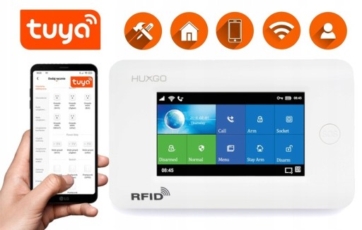 Беспроводная сигнализация GSM + WiFi с приложением TUYA, HUXGO HXA006