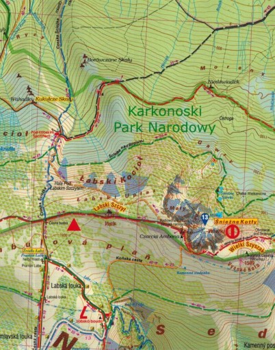 ПОЛЬСКИЕ И ЧЕШСКИЕ КАРКОНОЗЫ МАСШТАБ 1:25 000 ЛАМИНИРОВАННАЯ КАРТА 2024 ГОДА ГАЛИЛЕОС