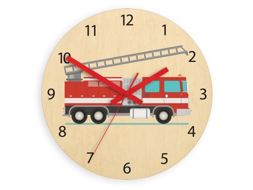 Детские бесшумные настенные часы FIRE TRUCK
