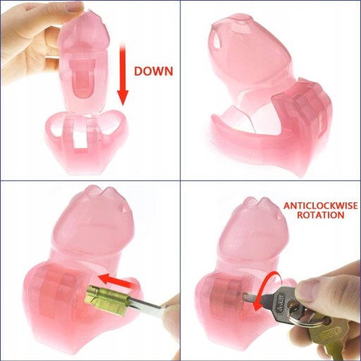 Маленькие розовые мужские поясные пояс Chastita 4 кольца