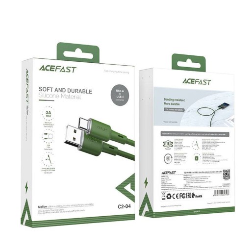 Кабель Acefast USB - USB Type C 1,2 м, 3А зеленый