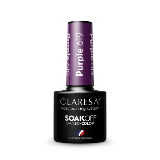 CLARESA PURPLE ГИБРИДНЫЙ ЛАК ДЛЯ НОГТЕЙ 5 мл ПУРПУРНЫЙ 619