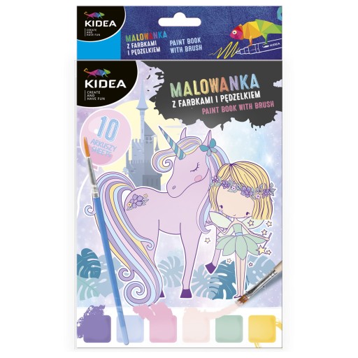 КНИГА ДЛЯ РИСОВАНИЯ KIDEA + КИСТЬ ФЕЯ 91942