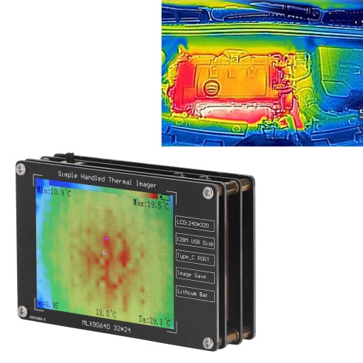 Cyfrowa kamera termowizyjna LCD o przekątnej 2,8 cala z baterią.