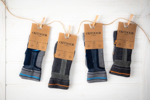 Skarpetki dziecięce 3Kamido OUTDOOR wełna merino szaro - pomarańczowe 23-26