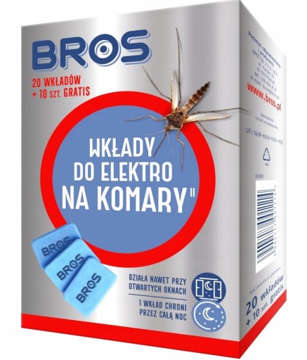 BROS - Wkłady do Elektro na Komary 20+10szt - Ochrona przez 10 godzin