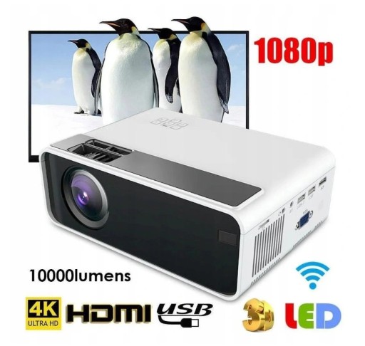 Inteligentny projektor ledowy HD 4k Wifi Bt